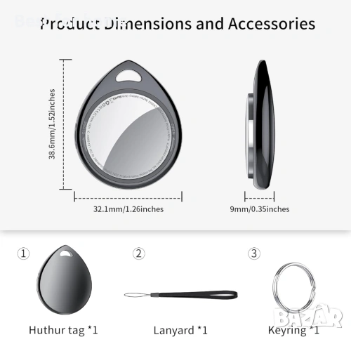 QCOQ Air Tracker Tag – Bluetooth Тракер за Apple Find My (iOS), 100dB Звук и Глобално проследяване, снимка 2 - Друга електроника - 53211682