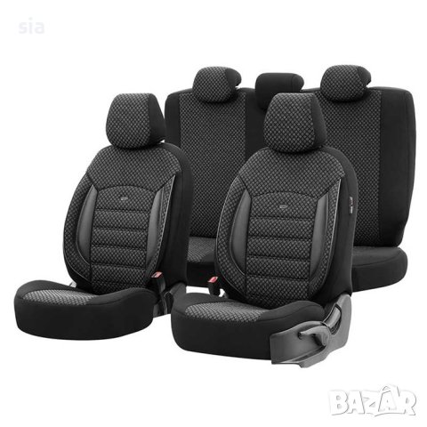 Тапицерия за седалки, 11 части, Спорт Плюс, черен  кант