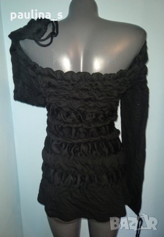 Шармантна дизайнерска блуза тип туника с открити рамене"ANNE FONATAINE", снимка 6 - Блузи с дълъг ръкав и пуловери - 28248358