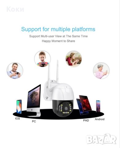 WiFi PTZ IP камера за видеонаблюдение,HD, V380 Pro, Аларма, Проследяване на движение, снимка 3 - IP камери - 43972193