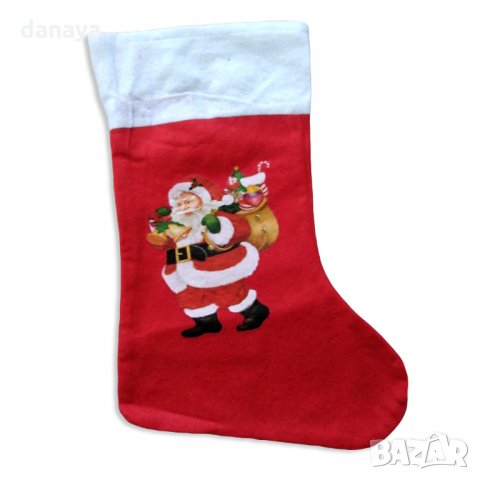 597 Декоративен коледен чорап с картинка Коледен ботуш коледна торба за подаръци, снимка 8 - Декорация за дома - 34744717