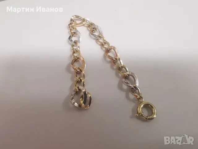 Златна гривна бяло, жълто и розово злато , снимка 5 - Гривни - 48117029