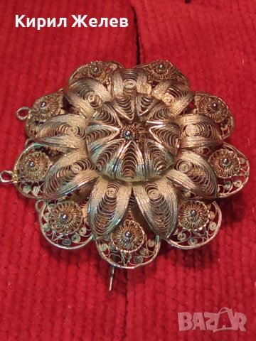 РАЗКОШНА СТАРИННА СРЕБЪРНА ФИЛИГРАННА ФЛОРАЛНА БРОШКА ФИНА МАЙСТОРСКА РЪЧНА ИЗРАБОТКА УНИКАТ 35809, снимка 3 - Антикварни и старинни предмети - 39507059