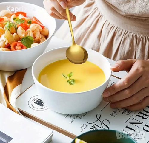 Комплект 30 части за хранене - златисто, снимка 8 - Прибори за хранене, готвене и сервиране - 44865255