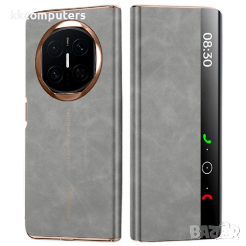 Кожен Флип Калъф за Huawei Mate X7 - Smart View Прозорец, Магнитно затваряне, 360° Защита, Авт. Вкл., снимка 3 - Калъфи, кейсове - 53149312