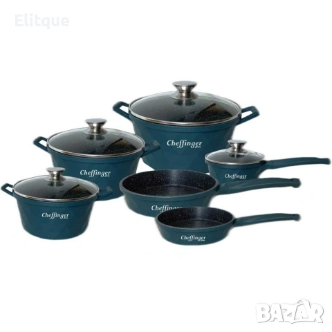 Премиум комплект съдове за готвене 12 части с мраморно покритие Cheffinger, снимка 11 - Съдове за готвене - 53122518