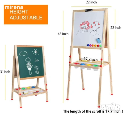 Детски статив, двустранен магнитен бяла и черна дъска, многократна, снимка 2 - Образователни игри - 53434182