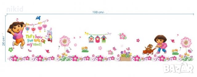 2 вид Дора и Ботичко стикер лепенка за стена детска стая, снимка 3 - Други - 27388627