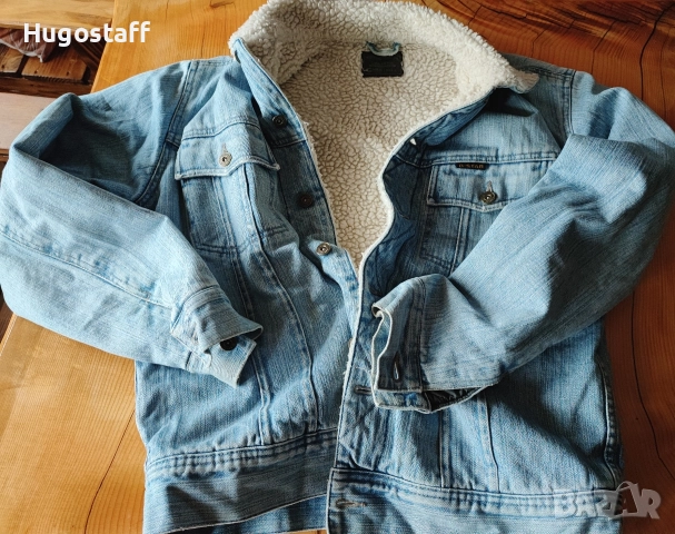 Оригинално G-star мъжко топло дънково яке с подплата L, снимка 6 - Якета - 52562103