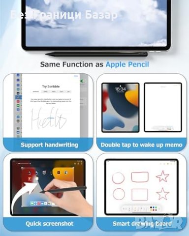 Нов Безжичен Стилус за iPad USB-C Зареждане, Блутут, снимка 3 - Друга електроника - 43557477