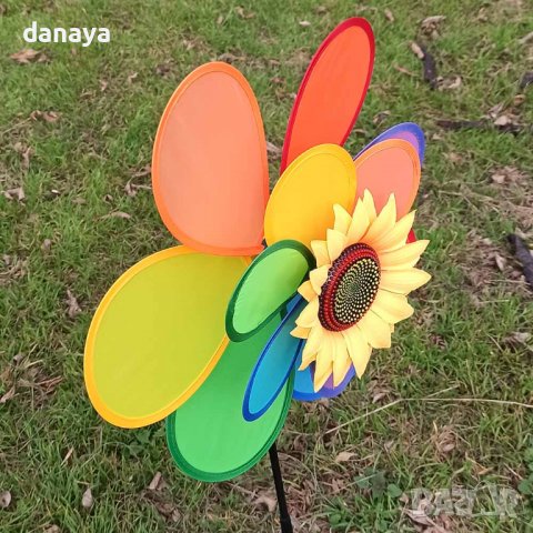 3607 Вятърна въртележка за градина Голямо цвете със слънчоглед, снимка 3 - Градински мебели, декорация  - 39781820