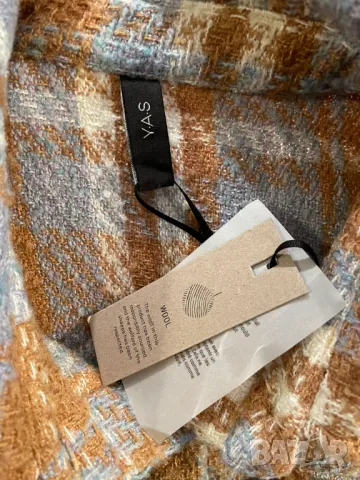 Y.A.S Вълнено карирано палто, XL, снимка 12 - Якета - 49535585