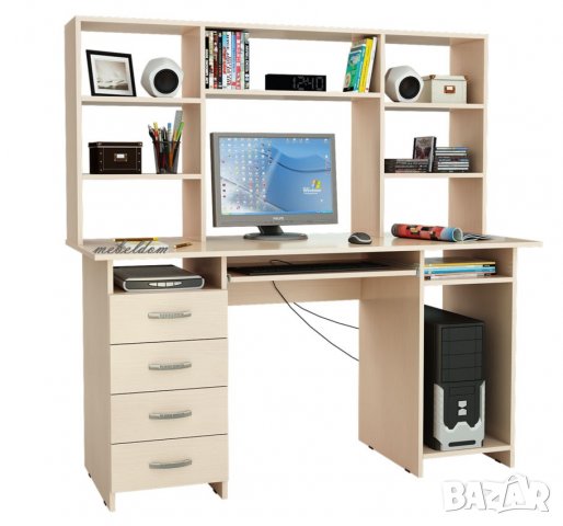 Бюро 143см. с надстройка,4 чекмеджета,модул и клавиатура(код-1083), снимка 5 - Бюра - 28545247