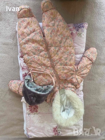 Сет 3ЧАСТИ - Космонавт 0-3м. George+ Одеало с цип+ зимна шапка, снимка 2 - Комплекти за бебе - 51951886