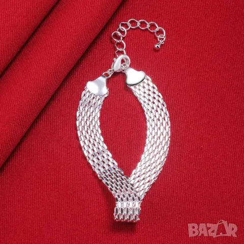 Сребърен синджир и гривна, снимка 7 - Бижутерийни комплекти - 48483139