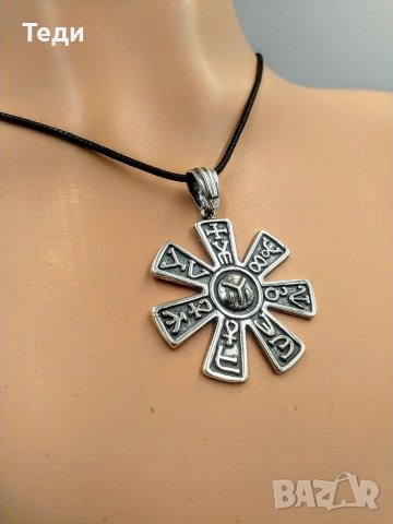 Сребърен медальон Розета от Плиска, с подарък връзка, снимка 4 - Колиета, медальони, синджири - 37023145