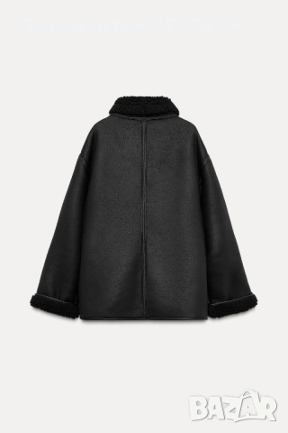 Zara зимно яке/палто с каракул, размер XS овърсайз, снимка 5 - Якета - 53437081