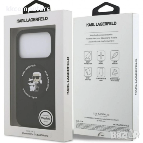 Оригинален кейс Karl Lagerfeld Silicone Double Heads And Circle MagSafe, За iPhone 17 Pro (6.3), Чер, снимка 6 - Калъфи, кейсове - 51825595