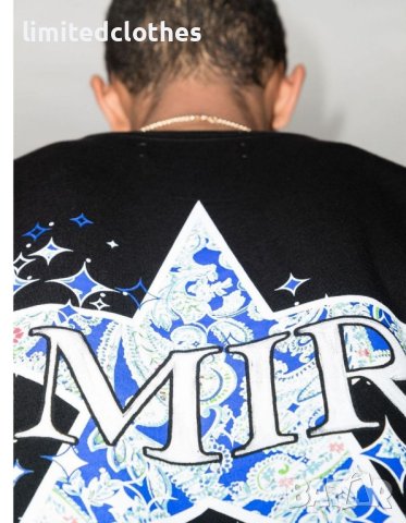 AMIRI Black Paisley Star Logo Print Мъжка Тениска size S , M и L, снимка 9 - Тениски - 40684148