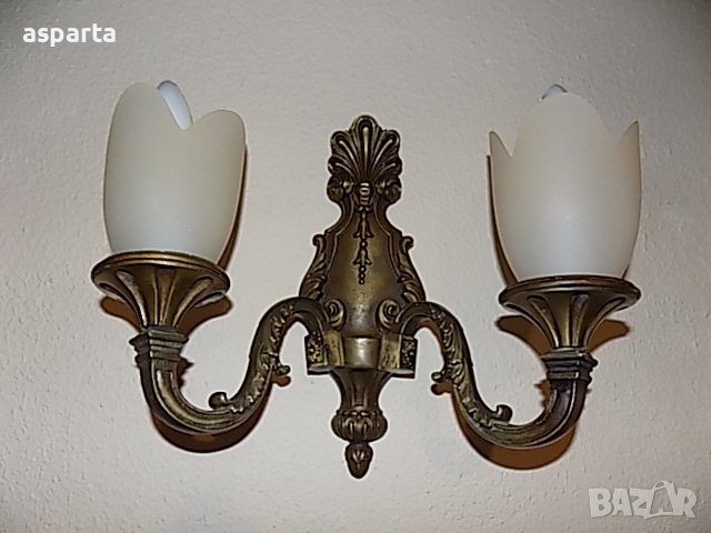 Комплект месингови полилей 3-ка, аплик 2-ка, 4 закачалки и шилт за врата, снимка 4 - Полилеи - 36623989