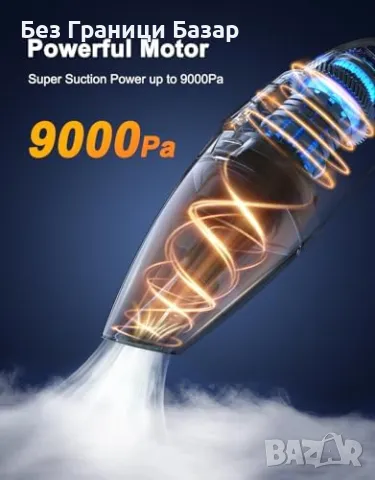 Нова Мини прахосмукачка 9000Pa – Компактна, бързо зареждане, HEPA филтър, снимка 2 - Прахосмукачки - 49012466