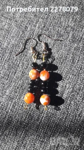 Обеци от ахат и оникс - ръчна изработка, снимка 2 - Обеци - 47578813