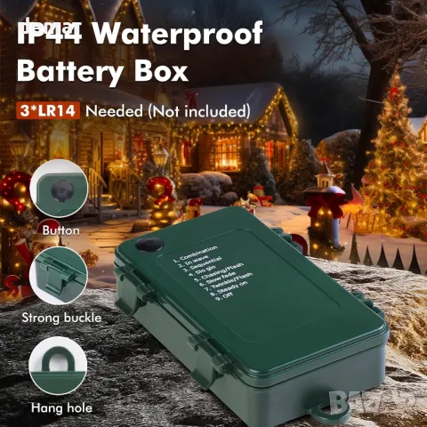 Quntis 25M 1000 LED коледни светлини, водоустойчиви, топло бяло, таймер, 8 режима, снимка 6 - Други - 47512354