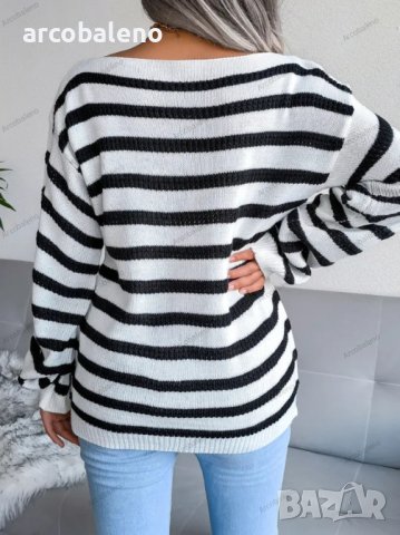 Дамски свободен пуловер с права яка и отворени рамена, 3цвята - 023, снимка 18 - Блузи с дълъг ръкав и пуловери - 39378500