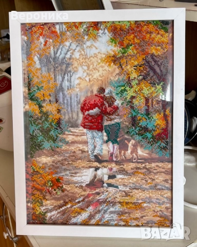 ушит гоблен с чешки мъниста " Минорно настроение"