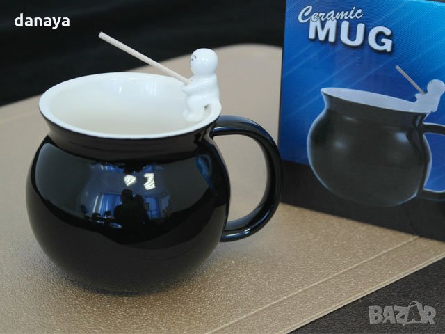 1490 Тумбеста чаша за чай или кафе с 3D фигура рибар 300ml, снимка 3 - Чаши - 28788160