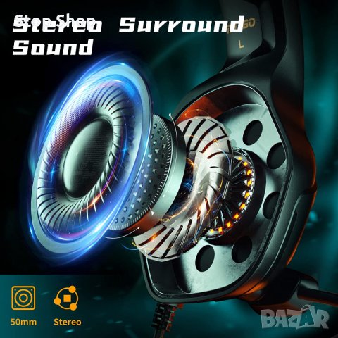 Геймърски слушалки Tatybo с микрофон за PC PS4 PS5 Xbox One Series X/S Switch, PS4 слушалки със супе, снимка 2 - Слушалки и портативни колонки - 39752782