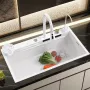 60см Висококачествена мултифункционална бяла кухненска мивка, снимка 5