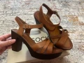 Дамски сандали на ток естествена кожа, снимка 1
