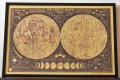 Earth Moon World. Постер, плакат, картина на Луната и нейните фази. Рамкирана