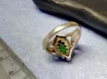 СКЪПОЦЕНЕН СРЕБЪРЕН ПРЪСТЕН СРЕБРО 925 с ФАСЕТИРАН ПЕРИДОТ и МАРКАЗИТИ СТАРА МАЙСТОРСКА РАБОТА 48264, снимка 4