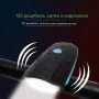 LED акумулаторен фар за колело звънец сирена лед фенер велосипед USB зареждае предни светлини, снимка 2