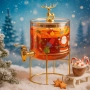 Стъклен диспенсър за напитки 2.6 L с коледен дизайн и златиста стойка, снимка 1