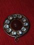 СТАР ПОСРЕБРЕН АРТ ДЕКО РЕТРО МЕДАЛЬОН с ШЛИФАВАН ЧЕРВЕН КЕХЛИБАР ФАТУРАН и ФАСЕТИРАНИ ЦИРКОНИ 29364, снимка 16