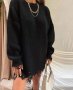 Черна туника накъсан ефект, снимка 1 - Блузи с дълъг ръкав и пуловери - 43222340
