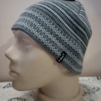 Мъжка плетена шапка с полар Сива, снимка 2 - Шапки - 43750868