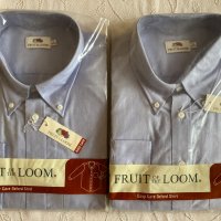 Мъжка риза Fruit of the Loom, тип Oxford, голям, размер, дълъг и къс ръкав, светлосин цвят, маркова , снимка 1 - Ризи - 38568384