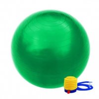 Гимнастическа топка 65 см - зелена, с помпа, снимка 1 - Фитнес уреди - 37976639