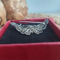 Сребърна брошка Пеперуда от филигран, снимка 4 - Колиета, медальони, синджири - 43620877