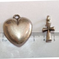 Сребърно сърце и кръст 925 / 27,30гр, снимка 5 - Колиета, медальони, синджири - 42988494