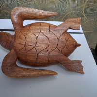 Голяма дървена морска костенурка-30см, снимка 4 - Декорация за дома - 44891174