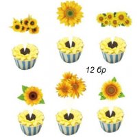 12 бр слънчогледи слънчогледови цветя картон остри топери мъфини кексчета торта рожден ден украса