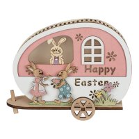 Великденска рамка дървено яйце превозно средство зайчета 5 LED 21x7x15см, снимка 4 - Декорация за дома - 44078888