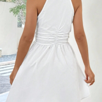 Бяла рокля спортна с якичка , снимка 2 - Рокли - 44881638