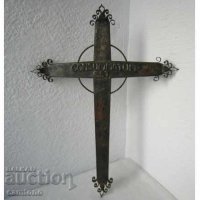 Consummatum est 50см голям Стар кръст религия, пано метал, снимка 4 - Антикварни и старинни предмети - 28872577