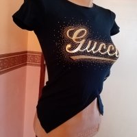 Gucci, с камъчета, за ръст 116-122 см.. Код 2176, снимка 4 - Детски тениски и потници - 43943986